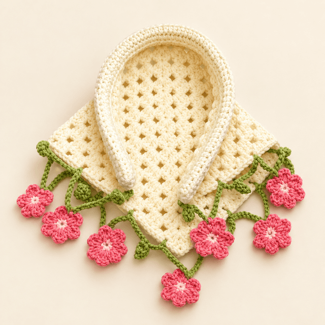 Crochet Bandana Floral Pink
