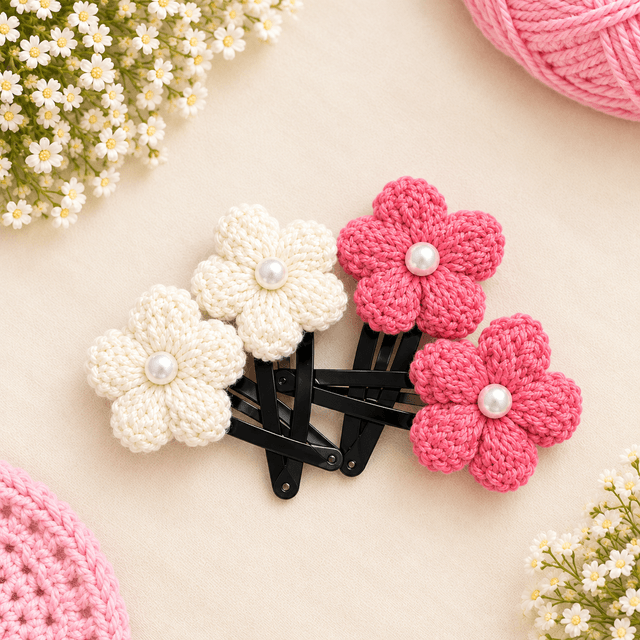 Crochet Hair Clip 2 Pairs