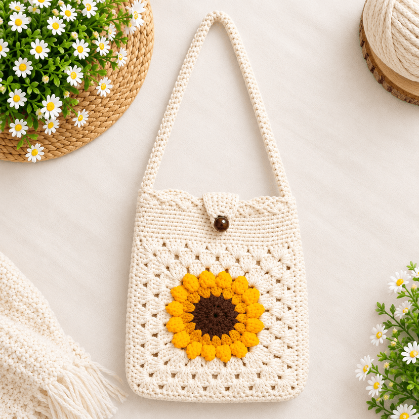 Crochet Sunflower Dori Bag - Image 2