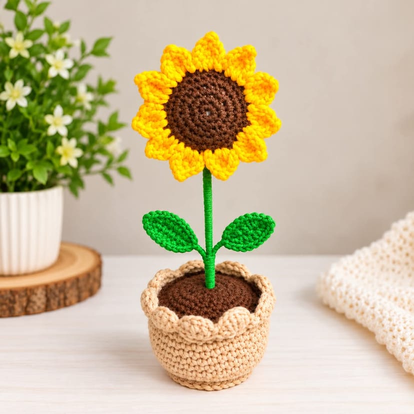 Crochet Sunflower with Pot - Image 1