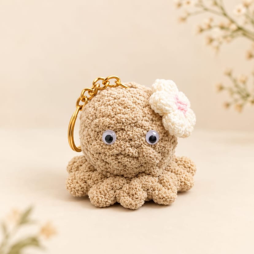 Crochet Octopus Toy Key Chain - Image 1