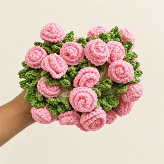 Crochet Rose Bouqet Pink | Thal Posh